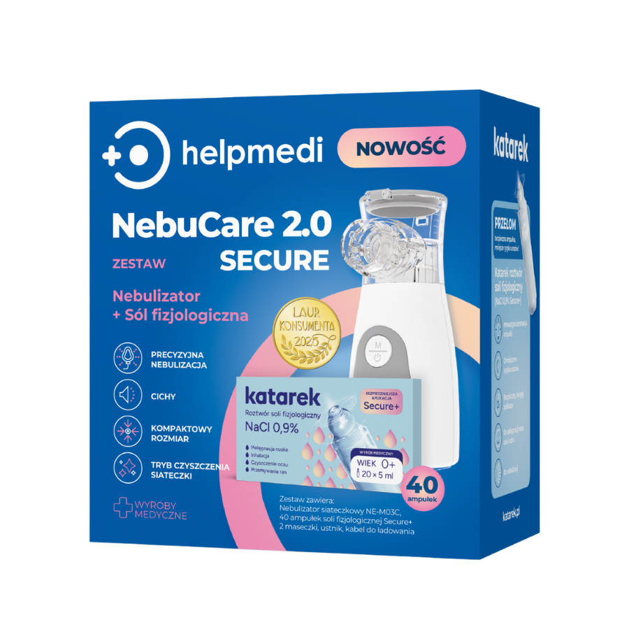 Nebulizator siateczkowy cichy bezprzewodowy nebucare 2.0 secure 2.0