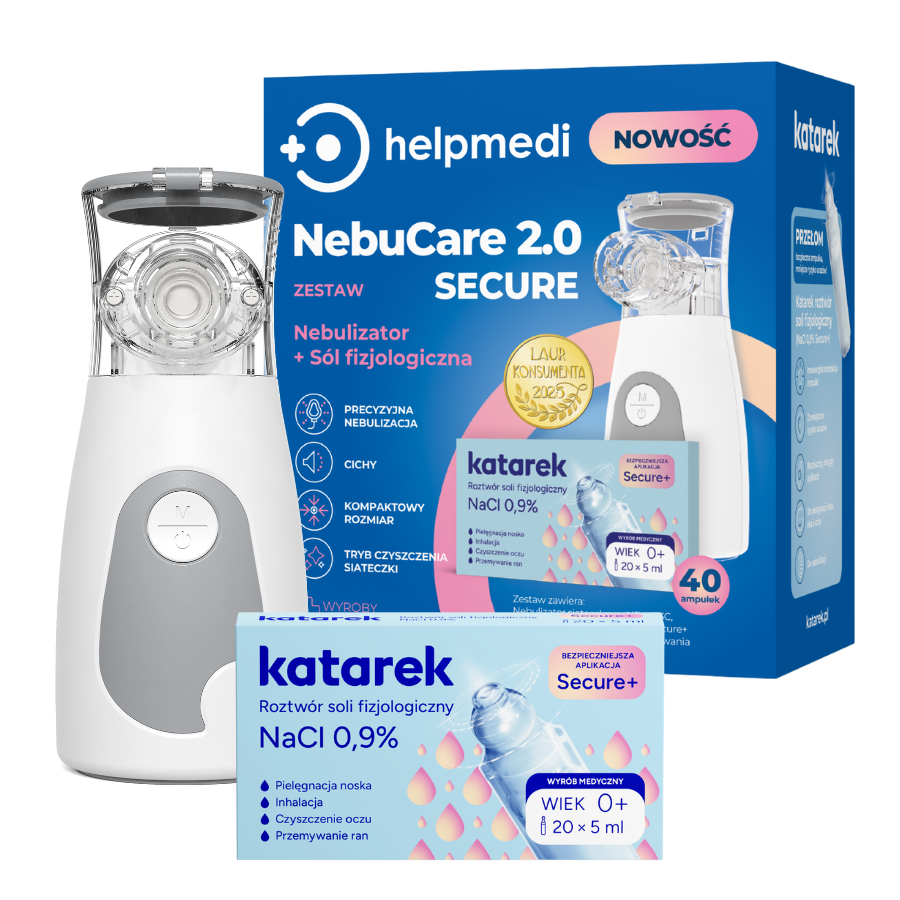 Nebucare Secure 2.0 zestaw do nebulizacji z solą fizjologiczna katarek